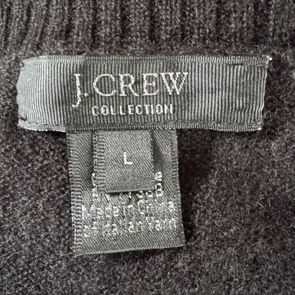 J. Crew Collection Cashmere Black Long Sleeve Crew Neck Sweater Dress Size Large - Picture 5 of 5